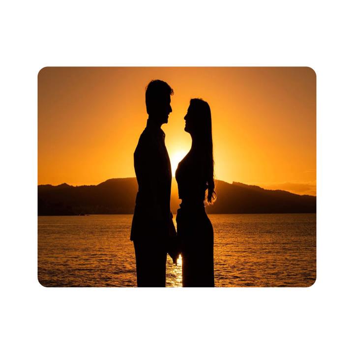 ماوس پد اطلس آبی طرح ساحل و غروب آفتاب و عشق و علاقه مدل T6371